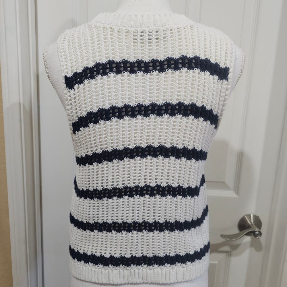 Hollister Stripped Sweater Vest Coastal Preppy Cotton Size L - Picture 2 of 5